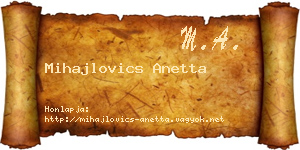 Mihajlovics Anetta névjegykártya